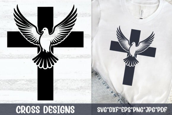 Christian Cross with Dove SVG for Real Embroidery Projects